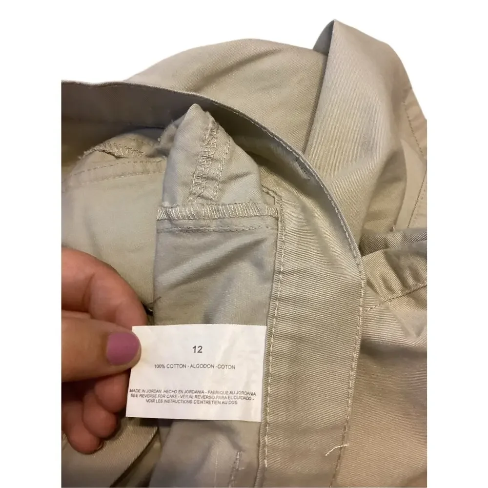 Gloria Vanderbilt Size 12 Cargo Shorts Khaki Utility Cotton Y2K Bermuda Pockets
